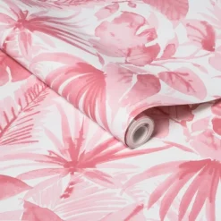Tropical Leaves Peel & Stick Wallpaper Pink - Opalhouse™: Removable Vinyl, Botanical Leaf Pattern, Self-Adhesive, 27.5 Sq Ft Coverage -Home Decoration Shop GUEST 2043c5c7 65ab 4ab3 bf52 a21288eb13b9
