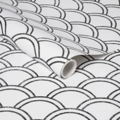 Scallops Peel & Stick Wallpaper Black/White - Opalhouse™: Removable Vinyl, Self-Adhesive, Washable, 27.5 Sq Ft Coverage -Home Decoration Shop GUEST 36bdc80c 2454 4554 ba71 972df09ef6d3