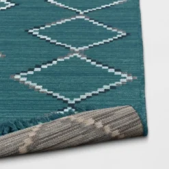 5' X 7' Soft Moroccan Tapestry With Double Knot Fringe Woven Outdoor Rug Teal - Opalhouse™ -Home Decoration Shop GUEST 3a15645d 40e3 4c67 92df d55f6ad30a10