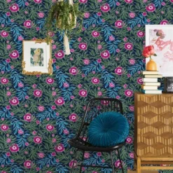 Marker Floral Peel & Stick Wallpaper Blue - Opalhouse™: Removable, Self-Adhesive, Bohemian, Botanical, Washable -Home Decoration Shop GUEST 4bd2c609 f7e5 4434 87eb 1a3def5b43e5