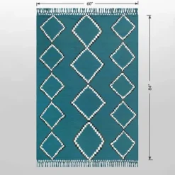 5' X 7' Soft Moroccan Tapestry With Double Knot Fringe Woven Outdoor Rug Teal - Opalhouse™ -Home Decoration Shop GUEST 59e527ba 7512 4b3c 92ea 0b2f51cfc486