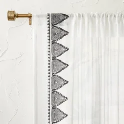 1pc Light Filtering Diamond Border Window Curtain Panel White - Opalhouse™ Designed With Jungalow™ -Home Decoration Shop GUEST 7192bb6b 2dca 4ad8 a530 ba36b505b13d