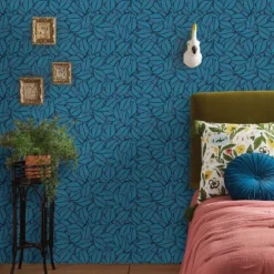 Layered Leaves Peel & Stick Wallpaper Blue - Opalhouse™: Removable, Self-Adhesive, Bohemian Botanical Decor -Home Decoration Shop GUEST 9fed2ca1 f250 427c a421 af2014a7c945