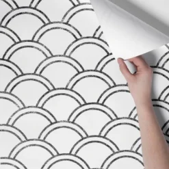 Scallops Peel & Stick Wallpaper Black/White - Opalhouse™: Removable Vinyl, Self-Adhesive, Washable, 27.5 Sq Ft Coverage -Home Decoration Shop GUEST b519ab13 7e47 4143 bd7b 337350ec0828