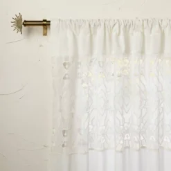 1pc Sheer Banded Geo Macrame Window Curtain Panel White - Opalhouse™ Designed With Jungalow™ -Home Decoration Shop GUEST e45ca8b5 c8fb 4bcd 9418 e1344d66992c